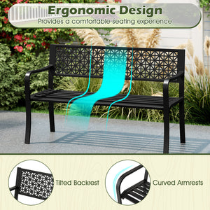 Seat 2-3 thanks to a spacious and ergonomic seat<br>Comfortable backrest and curved armrests for coziness<br>Spray-painted metal ensures a long-lasting service time<br>Heavy-duty construction can support up to 660 lbs<br>Tight connections for enhanced ste