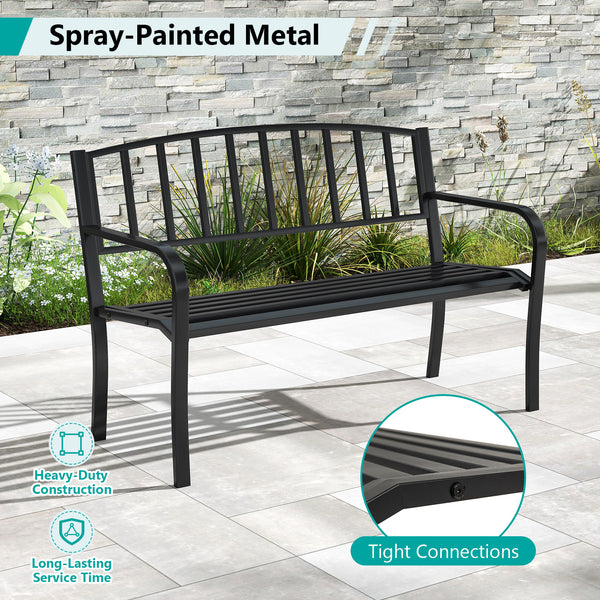 Seat 2-3 thanks to a spacious and ergonomic seat<br>Comfortable backrest and curved armrests for coziness<br>Spray-painted metal ensures a long-lasting service time<br>Heavy-duty construction can support up to 660 lbs<br>Tight connections for enhanced ste