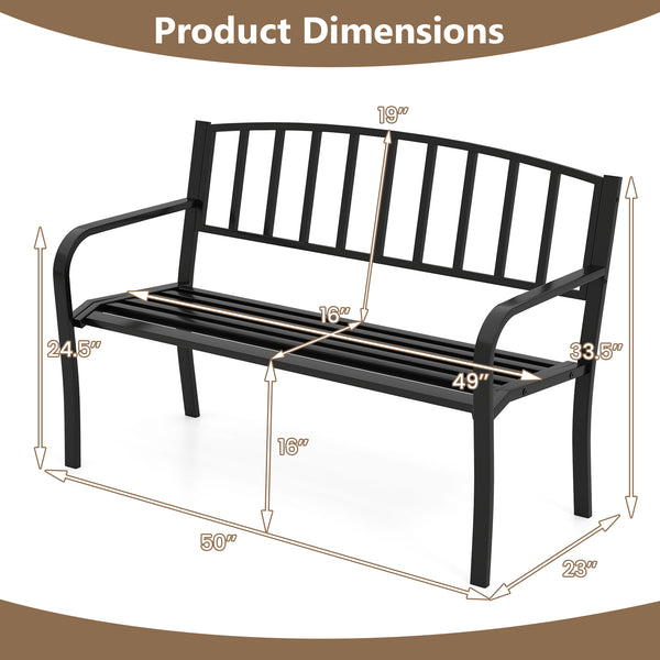 Seat 2-3 thanks to a spacious and ergonomic seat<br>Comfortable backrest and curved armrests for coziness<br>Spray-painted metal ensures a long-lasting service time<br>Heavy-duty construction can support up to 660 lbs<br>Tight connections for enhanced ste