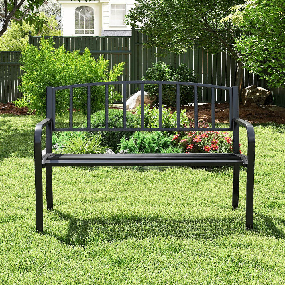 Seat 2-3 thanks to a spacious and ergonomic seat<br>Comfortable backrest and curved armrests for coziness<br>Spray-painted metal ensures a long-lasting service time<br>Heavy-duty construction can support up to 660 lbs<br>Tight connections for enhanced ste
