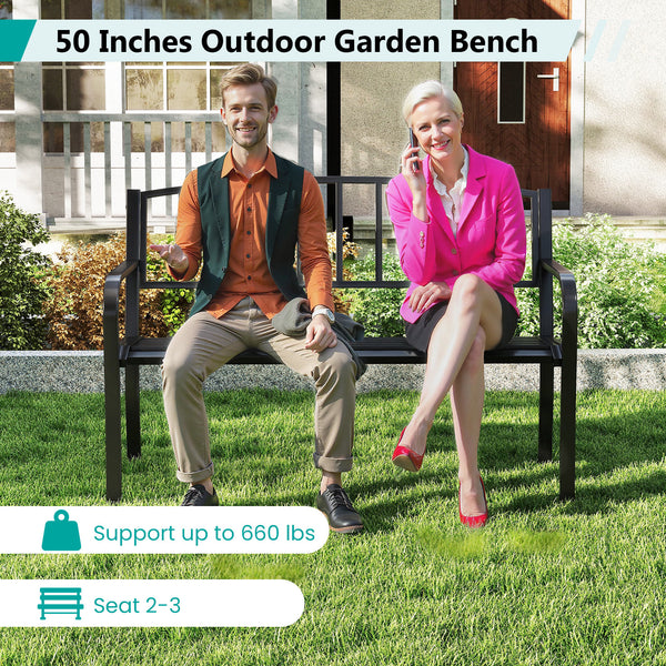 Seat 2-3 thanks to a spacious and ergonomic seat<br>Comfortable backrest and curved armrests for coziness<br>Spray-painted metal ensures a long-lasting service time<br>Heavy-duty construction can support up to 660 lbs<br>Tight connections for enhanced ste