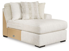 This right-arm facing corner chaise is made with polyester upholstery. Pairs with other items in the series to make a sectional.<br><br><b>Additional Dimensions</b><br><ul><li>Arm height: 27-"</li><li>Seat depth: 49-"</li><li>Seat height: 22-"</li><li>Top