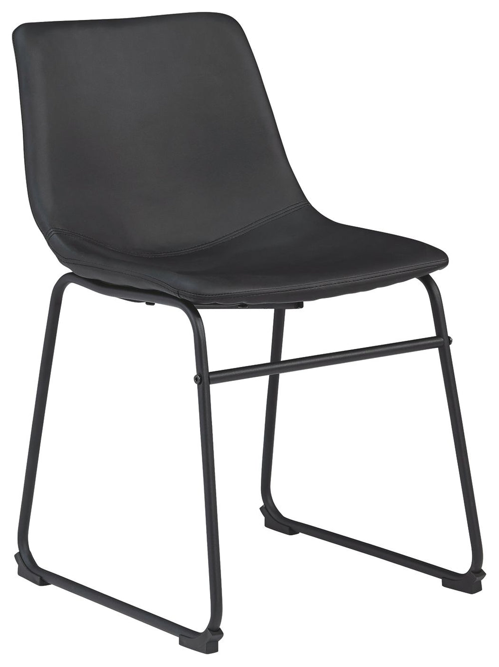 With its distinctive contoured bucket seat and tubular metal base, this striking dining chair serves up a fresh twist on mid-century inspired style. Faux leather upholstery has a charmingly vintage tone and a color-coordinated frame. What a timeless look 