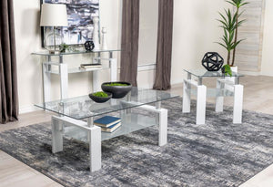 Dyer - 1-Shelf Square Glass Top Side End Table - White