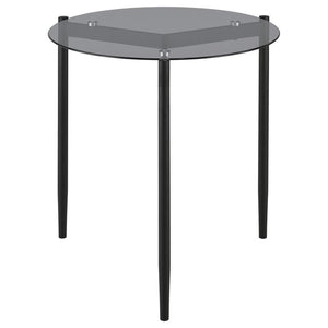 Rosalie - Round Smoked Glass Top End Table - Sandy Black