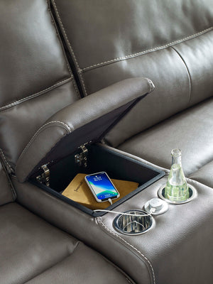 Spartacus - 7 Piece Modular Power Reclining Sectional With Power Adjustable Headrests - Haze