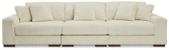Plush and posh. Showcase your eye for on-trend texture with the statement-making cord upholstery of this sectional. Its stunningly soft fabric entices in an ivory hue, complementing contemporary color palettes. Sink into the cushions and plan to stay a wh