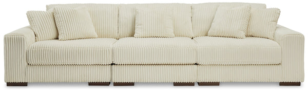 Plush and posh. Showcase your eye for on-trend texture with the statement-making cord upholstery of this sectional. Its stunningly soft fabric entices in an ivory hue, complementing contemporary color palettes. Sink into the cushions and plan to stay a wh