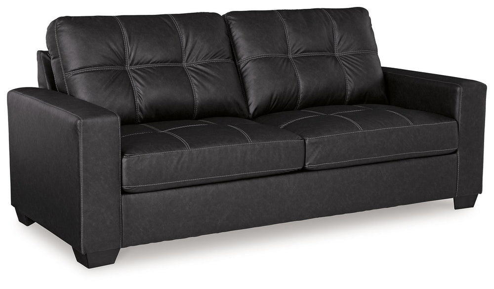Everyday comfort meets versatile style in this sofa sleeper. The handsome hue of the goes-with-anything faux leather takes away the stress of styling, expertly pairing with your existing aesthetic. And a handy built-in sleeper effortlessly transforms this