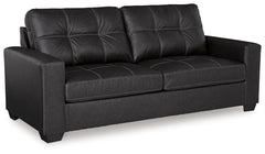 Everyday comfort meets versatile style in this sofa sleeper. The handsome hue of the goes-with-anything faux leather takes away the stress of styling, expertly pairing with your existing aesthetic. And a handy built-in sleeper effortlessly transforms this