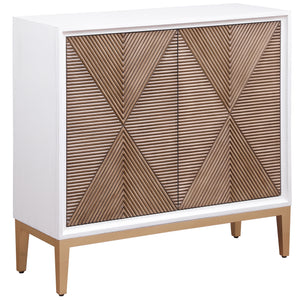 Bring a sense of dimension to any space that needs a boost with this modern accent cabinet. It features two doors that open to reveal an adjustable shelf, perfect for keeping organized in your entry, living area, den or bedroom. Its white finish is crisp 
