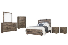 Elevate your bedroom with the complete luxury and functionality of the Misty Lodge 6-Piece Bedroom Set in Greige. This comprehensive set includes a Bed, Dresser, Mirror, two Nightstands, and a Chest, providing everything you need for a stylish and organiz