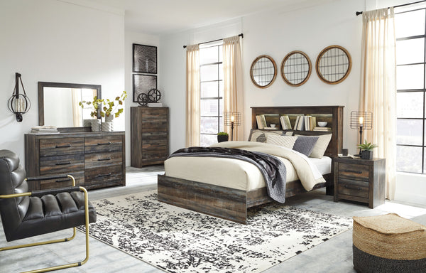  rustic and industrial styles can make one happy marriage. Case in point: this queen bookcase bed. A refined take on barn board beauty