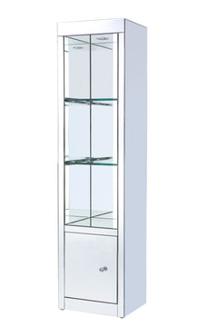 Add some Hollywood glamour to highlight your collection. The Lotus Side Pier is accented by mirrored surfaces, adding depth and shine to room areas. It offers three tier shelves with LED lights that make your decorations stand out in a luxe-glam style and