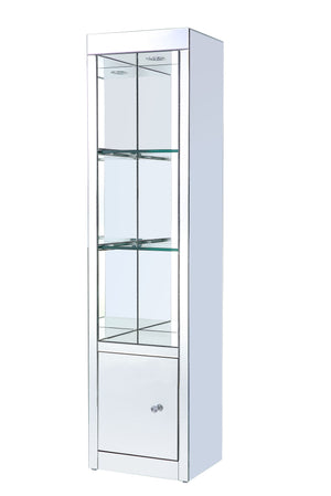 Add some Hollywood glamour to highlight your collection. The Lotus Side Pier is accented by mirrored surfaces, adding depth and shine to room areas. It offers three tier shelves with LED lights that make your decorations stand out in a luxe-glam style and