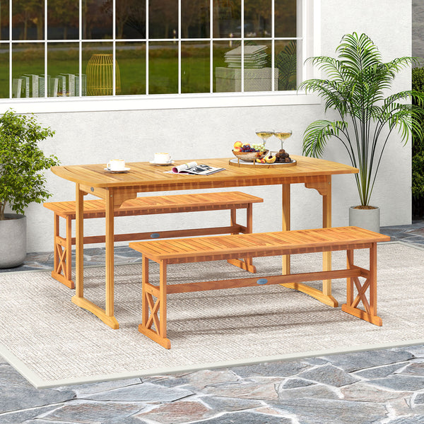 Solid acacia wood offers high hardness for lasting beauty<br>Splinter-free surface lets users sit without worry<br>Please regularly oil (not included) the wood surface for optimal maintenance<br>Seat up to 2-3 people  enjoy outdoor leisure time together<b