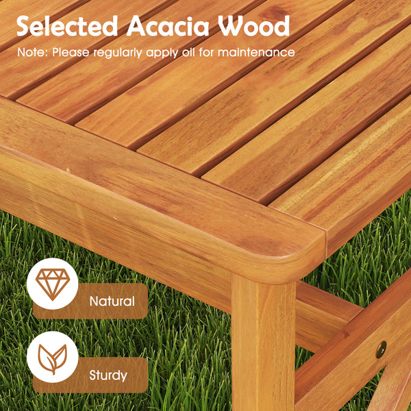 Solid acacia wood offers high hardness for lasting beauty<br>Splinter-free surface lets users sit without worry<br>Please regularly oil (not included) the wood surface for optimal maintenance<br>Seat up to 2-3 people  enjoy outdoor leisure time together<b