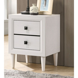 KD Leg, Square Night Table â€¢ Storage: 2 Drawers (Open Base) â€¢â€¢ CONSTRUCTION â€¢â€¢ Wooden Case-Frame: Paper Veneer, Chipboard â€¢ Wooden Tapered Leg: Rubberwood â€¢â€¢â€¢ Drawer: GLIDE Side Metal (Kenlin, 2/3 Ext.), DOVETAIL English Front & Back, FE