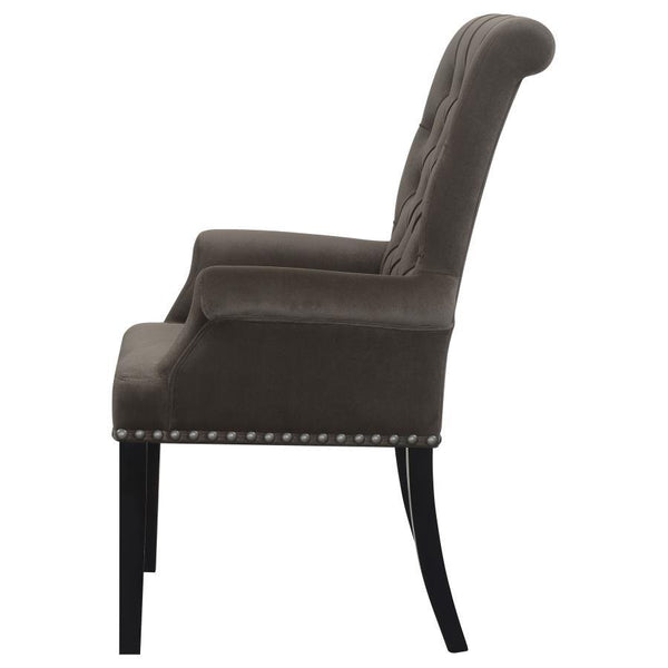 Alana - Velvet Upholstered Dining Arm Chair - Brown