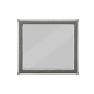 Mirror with Beveled Edge (5mm Thick) Shape: Rectangular Orientation: Landscape (Horizontal) Wooden Frame with Padded Trim<br/><br/><b>Product Features</b><ul><li>Case: 1Pc/1Ctn</li><li>Finish: Gray</li><li>Style: Transitional</li><li>Materials: Wood</li><
