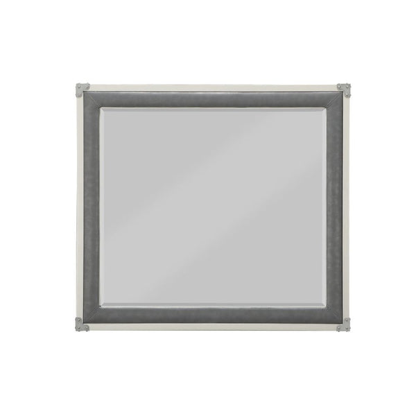 Mirror with Beveled Edge (5mm Thick) Shape: Rectangular Orientation: Landscape (Horizontal) Wooden Frame with Padded Trim<br/><br/><b>Product Features</b><ul><li>Case: 1Pc/1Ctn</li><li>Finish: Gray</li><li>Style: Transitional</li><li>Materials: Wood</li><