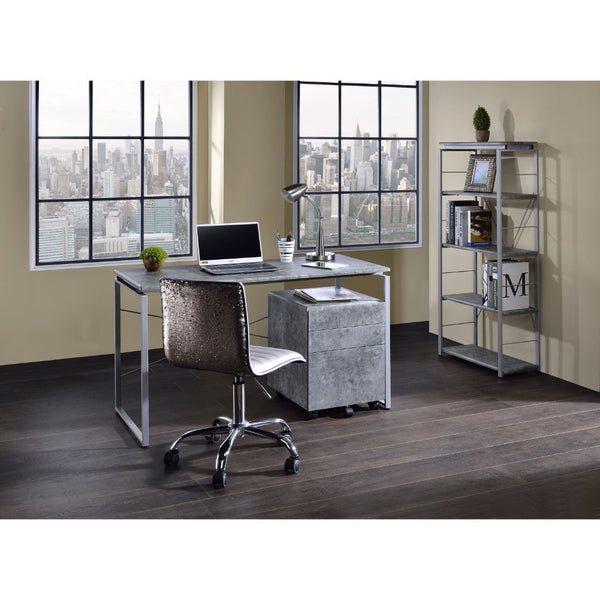 Jurgen - Desk - Faux Concrete & Silver