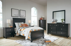 Lanolee - 8 Pc. - Dresser, Mirror, Chest, Twin Panel Bed, 2 Nightstands - Black