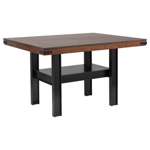 Center a stylish, inviting dining space around this modern industrial counter height dining table. It-'s a fresh, two-tone design with charming details that offer elevated aesthetics in your kitchen or dining room. The table features a rectangular top cra