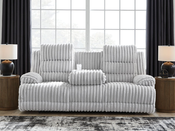 Rhines Falls - Alloy - Reclining Power Sofa With Drop Down Table