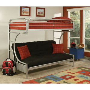 Eclipse - Twin Over Full Over Futon Bunk Bed - Silver