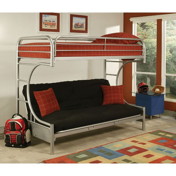 Eclipse - Twin Over Full Over Futon Bunk Bed - Silver