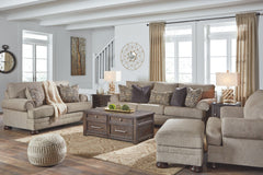 This sumptuously styled living room set proves that a richly traditional look doesnâ€™t have to break the bank. Flared effect gives the classic roll arms a relaxed feel, while the choice of a plush chenille upholstery in oatmeal is earthy elegance at its 