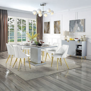 Gaines - Dining Table - Gray High Gloss Finish