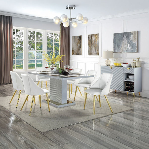 Gaines - Dining Table - Gray High Gloss Finish