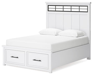 Ashbryn - White / Natural - Queen Panel Storage Bed