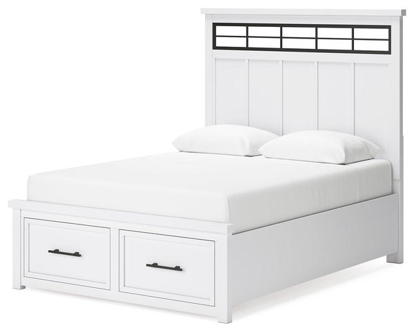 Ashbryn - White / Natural - Queen Panel Storage Bed