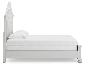 Montelaine - Antique White - Queen Upholstered Panel Bed