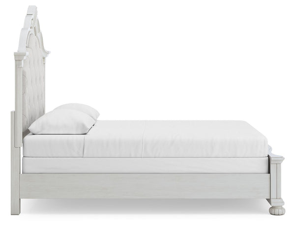 Montelaine - Antique White - Queen Upholstered Panel Bed