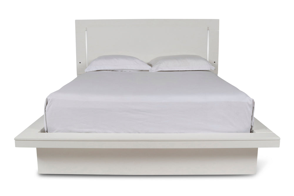 Upgrade your bedroom with the Sapphire Lighted Panel Bed in high gloss white. Constructed from high-quality manufactured wood, this bed features a flawlessly smooth, ripple-free surface and a sleek white laminate finish that adds a contemporary touch. The