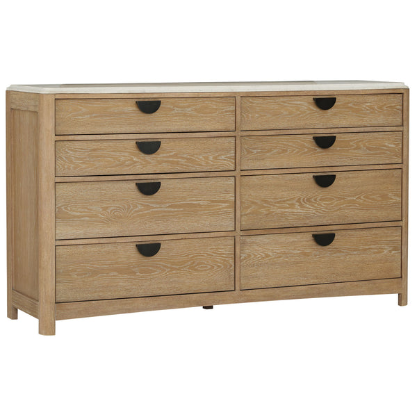 Escape - Bedroom King Panel Bed With Dresser And Mirror - Glazed Natural Oak