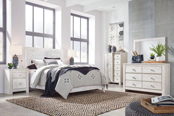Paxberry - Whitewash - King Panel Bed