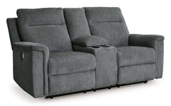The ability to go from fully upright to relaxed and stretched out, all at the touch of a button, awaits. A beautiful blend of plush upholstery and casual style, this power reclining loveseat with console invites you to sink into ultimate comfort. Easily t