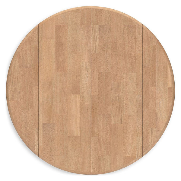 Gesthaven - Natural / Brown - Round Dining Room Drop Leaf Table