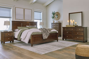 Whether your personal aesthetic is modern farmhouse or American classic, this bedroom set adds a warm, rich presence that-'s always right at home. Timeless casual design. Made with hardwood solids, birch veneer and MDF substrate. Rich brown cherry color f