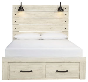 Cambeck - Whitewash - Queen Panel Bed with 2 Storage Drawers