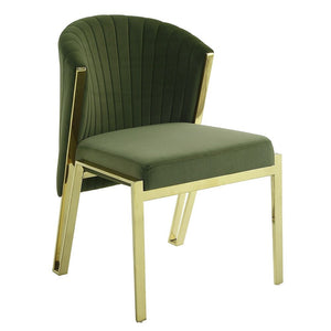 Fallon - Side Chair (Set of 2) - Green Velvet & Mirrored Gold
