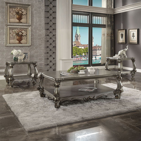  Rectangular Coffee Table â€¢ Open Compartment: Bottom Shelf â€¢ Wooden Top â€¢ Oversized Scrolled Legs & Shelf Apron: Poly Resin with Antique Contrast Finish<br/><br/><b>Product Features</b><ul><li>Exclusive Design</li><li>Occasional Table</li><li>Ope
