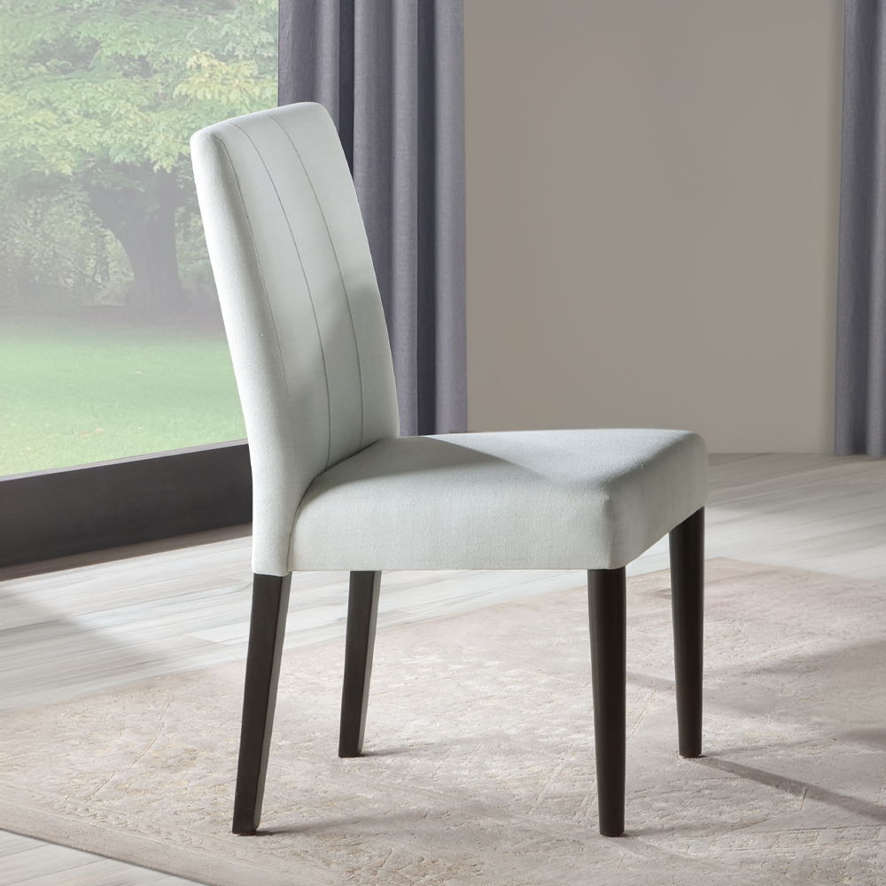 The Carena dining set exudes timeless elegance with its white and brown finish. The rectangular dining table features an extension top, perfect for hosting larger gatherings. Paired with stylish side chairs and a matching server, this set combines form an
