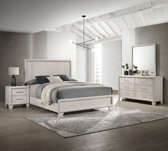 This elegant bedroom collection presents a sophisticated ensemble perfect for creating a refined modern aesthetic in your sleeping quarters. The suite features a sleek, minimalist design with crisp, clean lines and a lustrous white finish that exudes cont