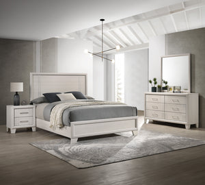 This elegant bedroom collection presents a sophisticated ensemble perfect for creating a refined modern aesthetic in your sleeping quarters. The suite features a sleek, minimalist design with crisp, clean lines and a lustrous white finish that exudes cont
